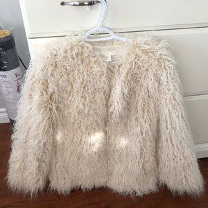 H&M White Faux Fur Coat